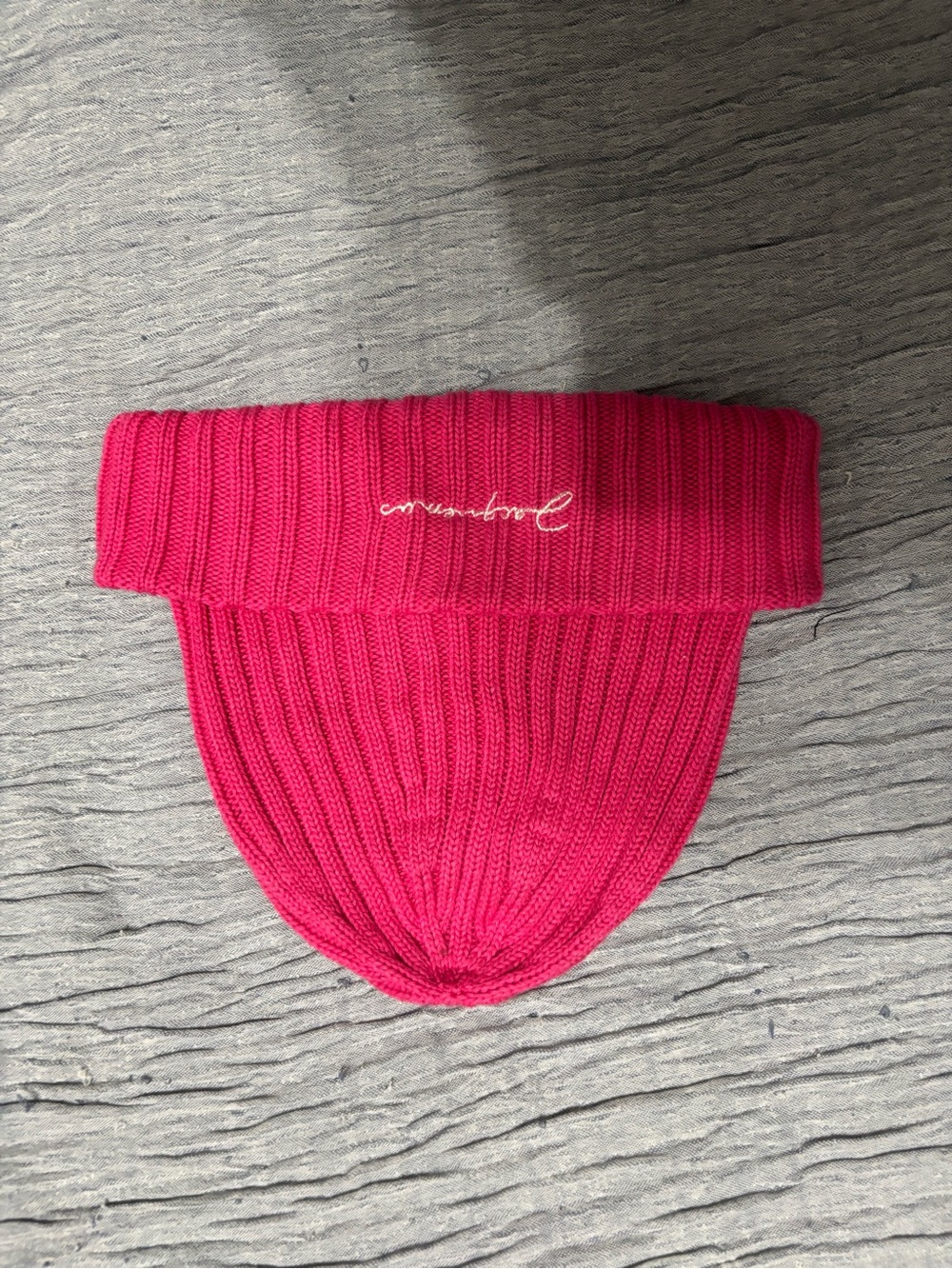 Jacquemus Pink Ribbed Knit Visor Beanie